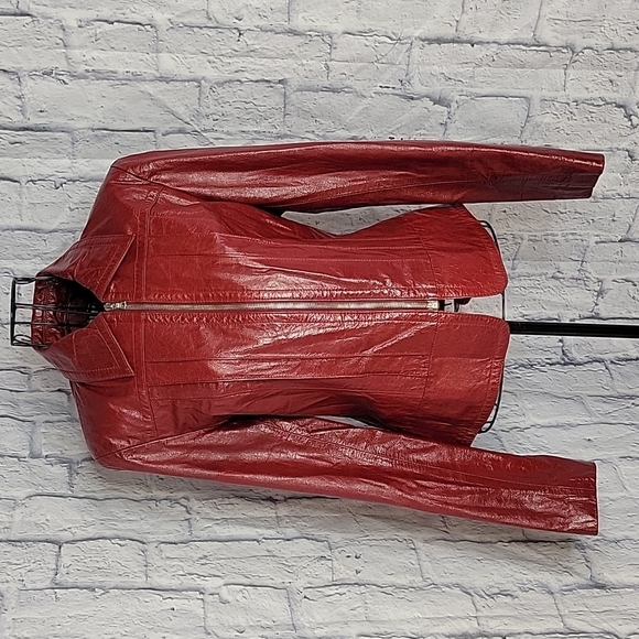 John carlisle Jackets & Blazers - JOHN CARLISLE ESSENTIALS Red Leather Jacket Size Large